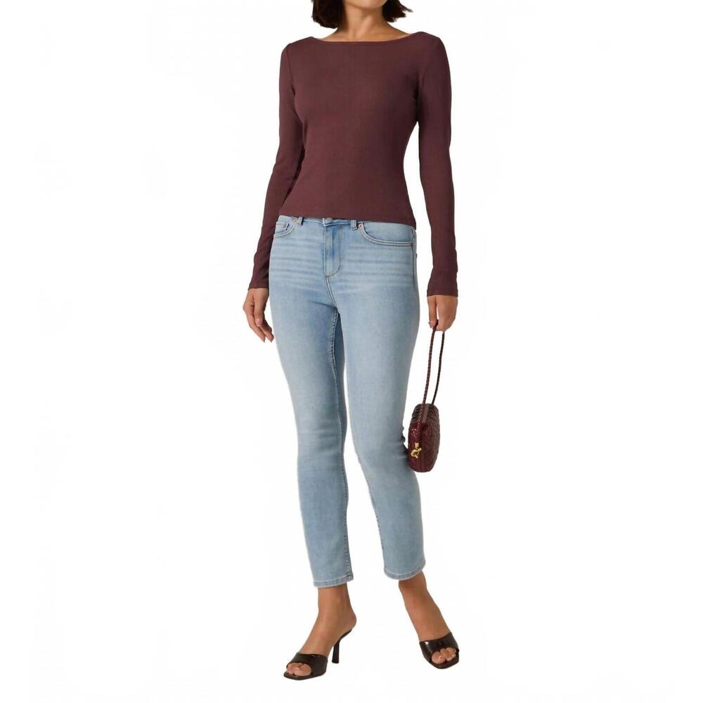 NEW 7DIAMONDS modal ribbed boatneck top in walnut